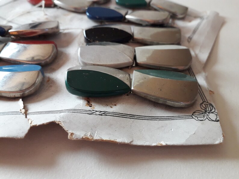 Original Sales Cards.. Worn Patina Chrome /& Painted Enamel.. 10x Art Deco Buckles..