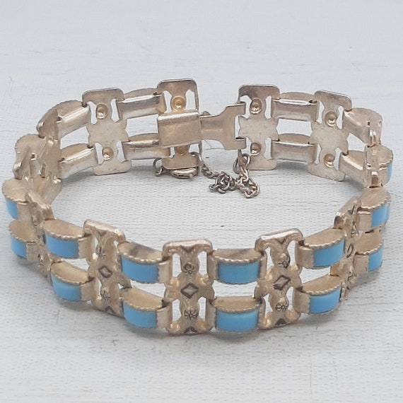 Bright Turquoise Glass Bracelet... c.1930s 1950s … - image 2