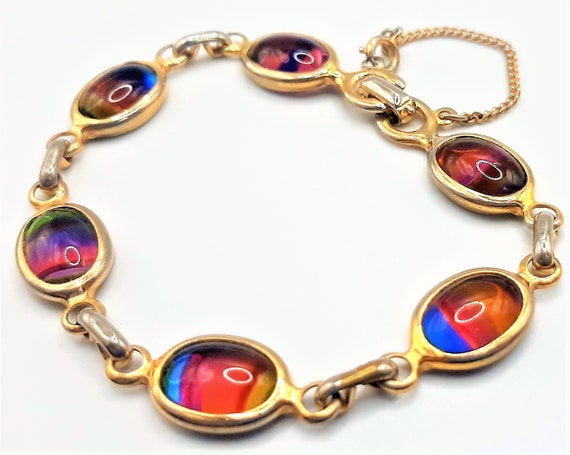 Signed 'Sarah Coventry' Bracelet... Rainbow Iris … - image 4