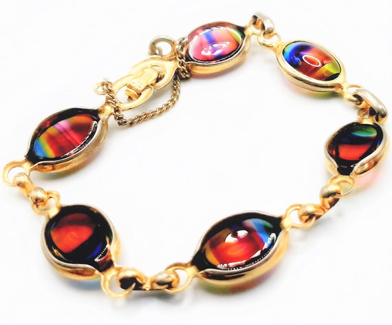 Signed 'Sarah Coventry' Bracelet... Rainbow Iris … - image 9