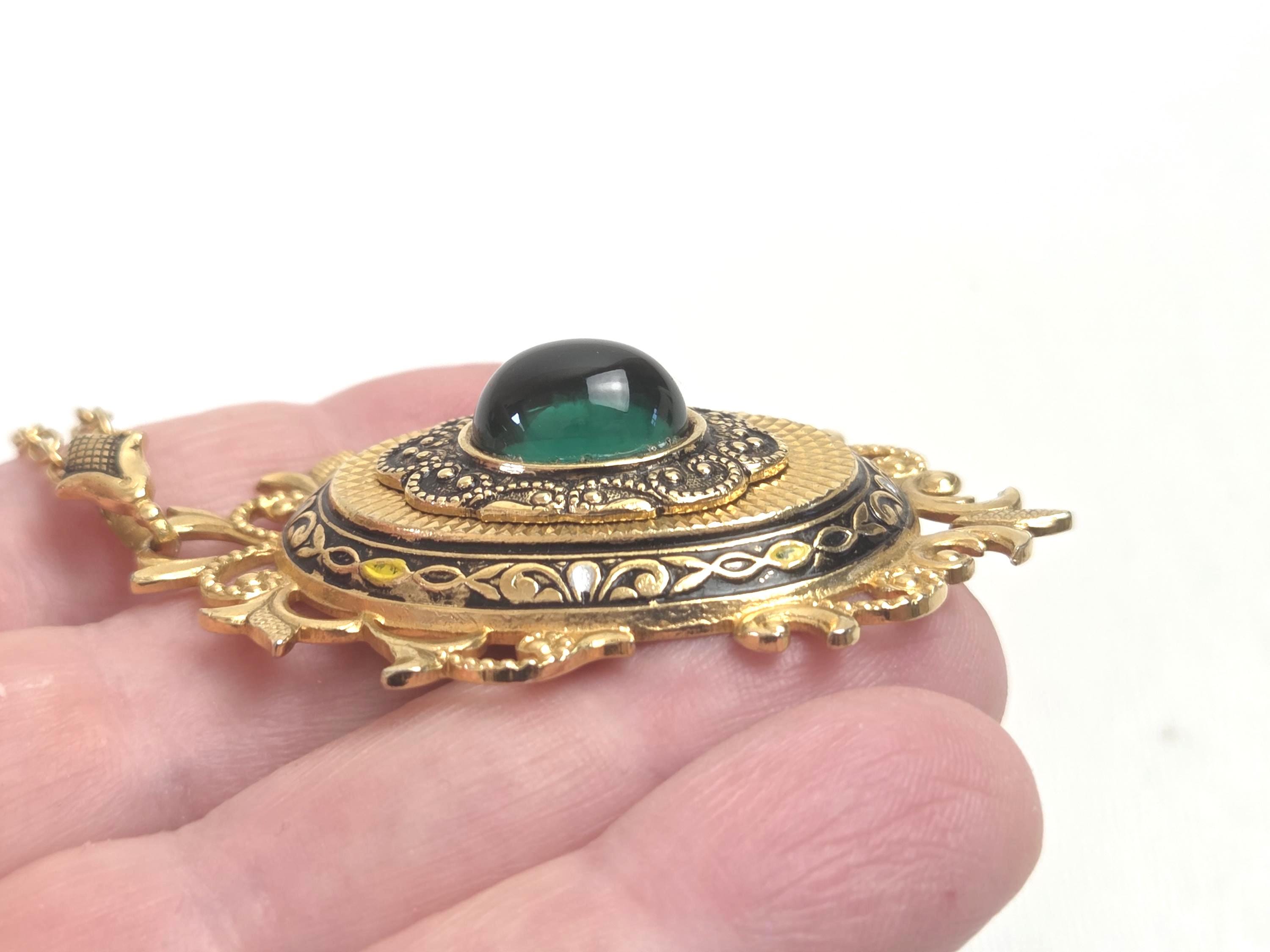 Pendentif Vintage Tolède Années 50-60 - Fleur Et Oiseau - Alliage Multicolore