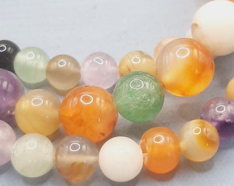 Real Polished Agate Bead Necklace... Scottish Earth Tone Stones...  Long 67.5cm... Screw Clasp