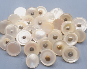 25+ Mixed Antique Mother of Pearl Buttons... Loop Shank Studs... Waistcoat Buttons