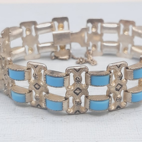 Bright Turquoise Glass Bracelet... c.1930s 1950s … - image 1