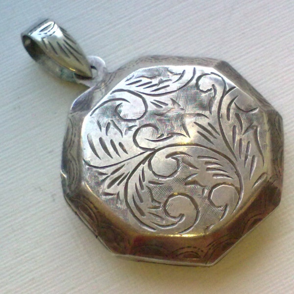 Large Octagonal Sterling Silver Locket