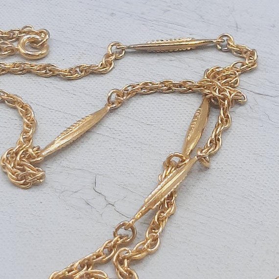 Goldtone & Turquoise Glass Necklace... Wreath Pen… - image 6
