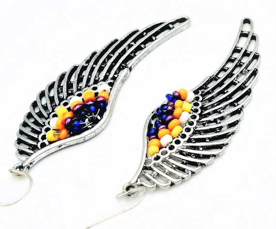 c.1990s Angel Wings Earrings... Dream Catcher Win… - image 3