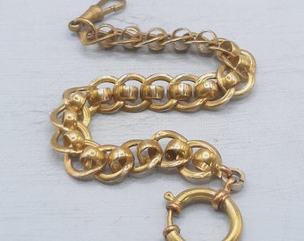Antique Gold Watch Chain... Chunky Rounded Curb Link... Over-Size Bolt Ring... Dog Clip... c.1910s (c)