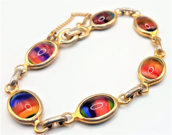 Signed 'Sarah Coventry' Bracelet... Rainbow Iris … - image 1