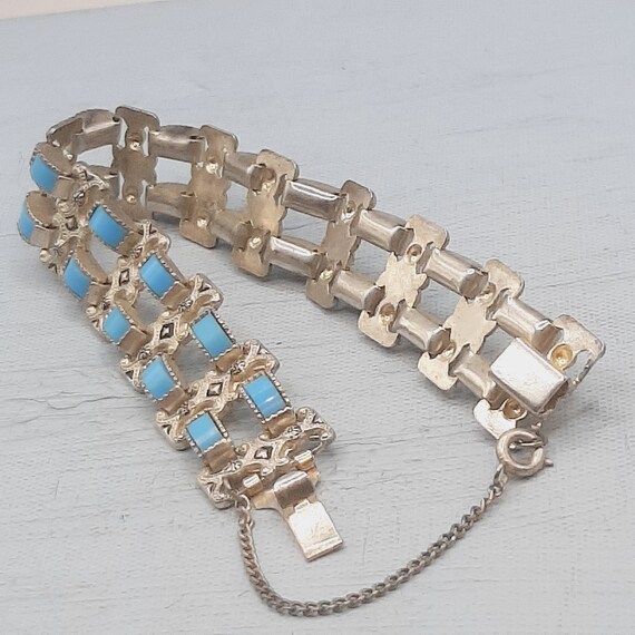 Bright Turquoise Glass Bracelet... c.1930s 1950s … - image 7