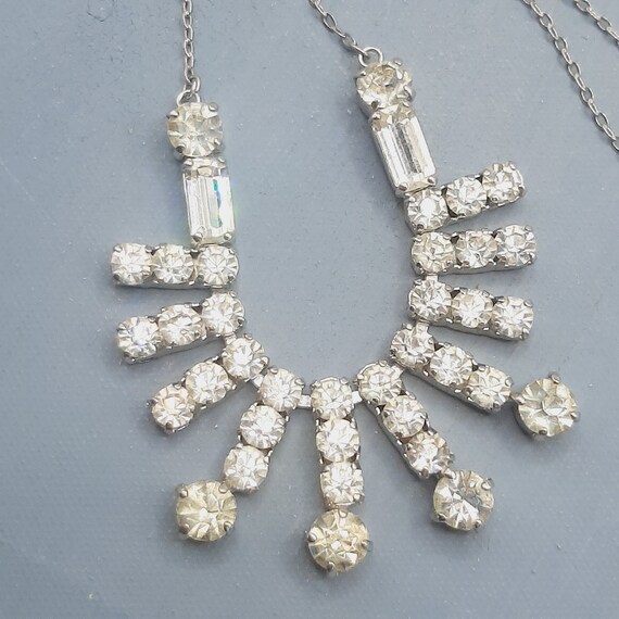 Dainty Clear Glass Diamante Necklace... Bright Sp… - image 4