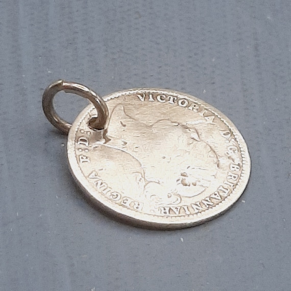 Antique 1886 Coin Charm... Victorian 3d Three Pen… - image 3