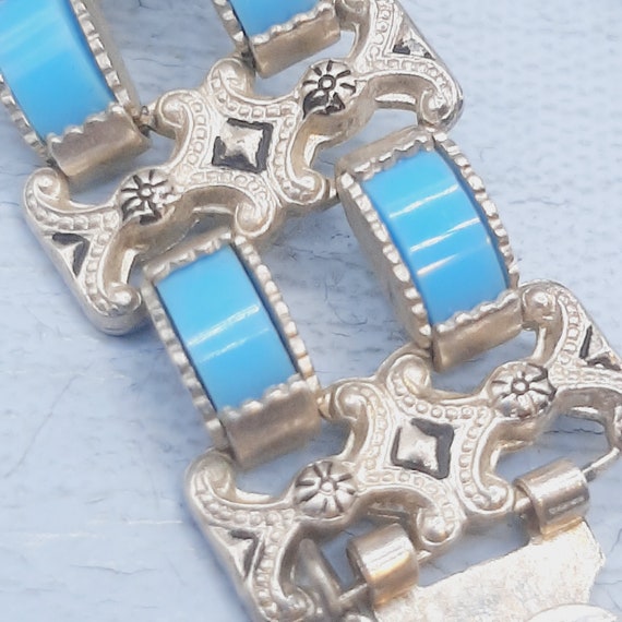 Bright Turquoise Glass Bracelet... c.1930s 1950s … - image 8