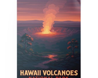 Impresión fotográfica del Parque Nacional de los Volcanes de Hawái, póster de cráter de lava, arte mural de viaje por la naturaleza volcánica, decoración moderna para oficina y hogar.