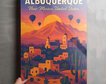 Albuquerque New Mexico Photo, Glossy Aluminium Metal Photo Panel Home Office Decor Wall Art