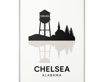 Chelsea Alabama Photo Print, Minimalist Poster Print, Chelsea AL skyline Wall Art | Modern | Office | Home Decor
