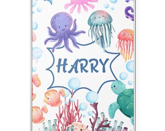 Under the Sea Name Print | Personalized Name Art | Pastel Wall Decor Print | Ocean Theme Name Art | Custom Name Wall Art Print