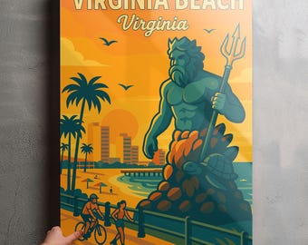 Virginia Beach Photo, Glossy Aluminium Metal Photo Panel Home Office Decor Wall Art