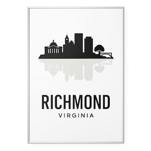 Richmond VA Photo Print, Virginia State Capital Skyline Poster Print, Modern Black & WhiteWall Art | Modern | Office | Home Decor