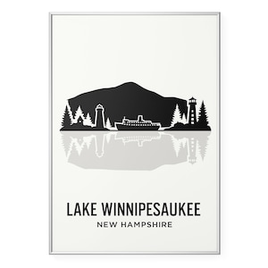 Lake Winnipesaukee New Hampshire Photo Print, Cabin Decor Poster Print, Minimalist Lake Wall Art | Modern | Office | Home Decor