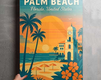 Palm Beach Florida Photo, Glossy Aluminium Metal Photo Panel Home Office Decor Wall Art