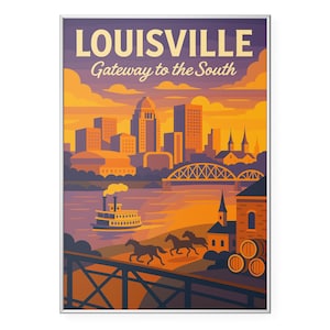 Kentucky Photo Print, Louisville Skyline Poster Print, Louisville KY Wall Art | Retro | Office | Home Decor