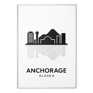 Anchorage Alaska Skyline Photo Print, Cityscape Poster Print, Minimalist Wall Art | Modern | Office | Home Decor