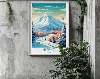 Niseko Japan Travel Poster | Vintage Ski Resort Wall Art | Retro