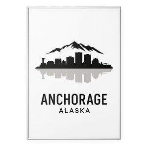 Anchorage Alaska Skyline Photo Print, Minimalist  Poster Print, Silhouette Wall Art | Modern | Office | Home Decor