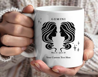 Mug Zodiaque Gémeaux, Cadeau unique, Mug à café, Mug en céramique, Cadeau parfait, Tasse à café, Tasse à café astrologie personnalisée