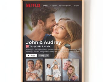 Personalized Netflix Poster for Couples | Custom Romantic Movie Style Print | Unique Anniversary or Valentine’s Day Gift | Engagement Gift