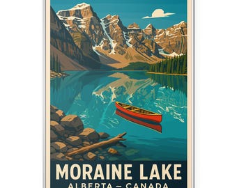 Moraine Lake Photo Print, Alberta Canada Mountain Poster Print, National Park Wall Art | Modern | Office | Home Decor
