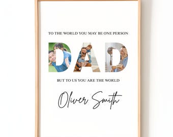 Benutzerdefinierte Foto Papa Druck | Vatertagsgeschenk von Kinder | Personalisierte Bildcollage mit Zitat | Benutzerdefinierte Name Kunst | Geschenk für Papa