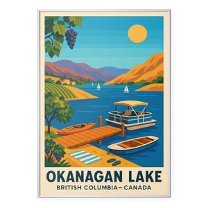 Okanagan Lake Photo Print, British Columbia Travel Poster Print, Canada Wine Country Wall Art | Modern | Office | Home Decor
