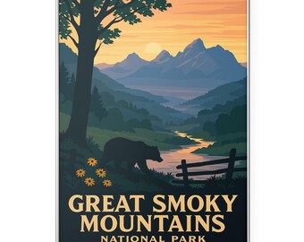 Great Smoky Mountains National Park Photo Print, Travel Nature Poster Print, Tennessee Wall Art | Modern | Office | Home Decor
