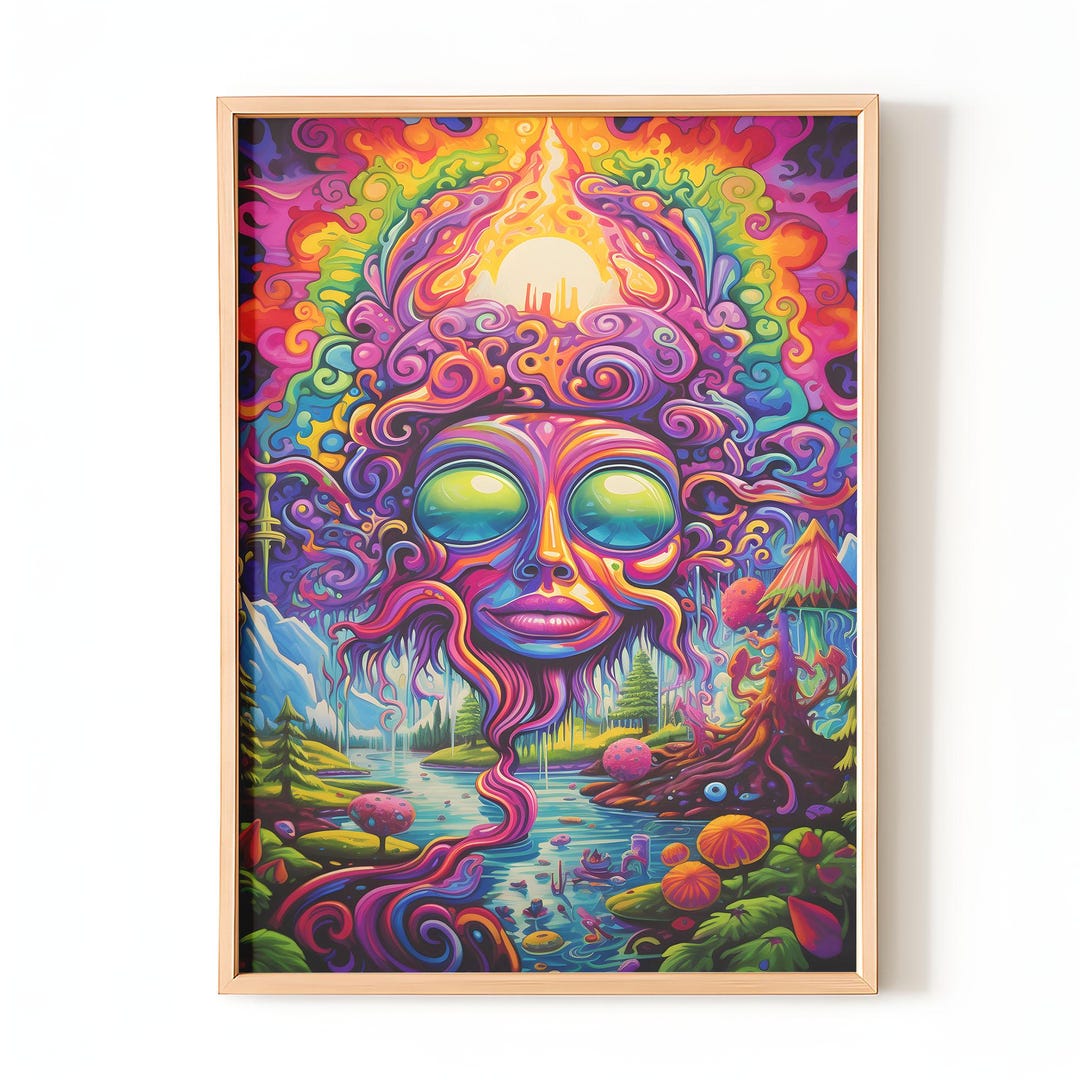 Psychedelic Fantasy Wall Art Print | Trippy Surreal Landscape Poster ...