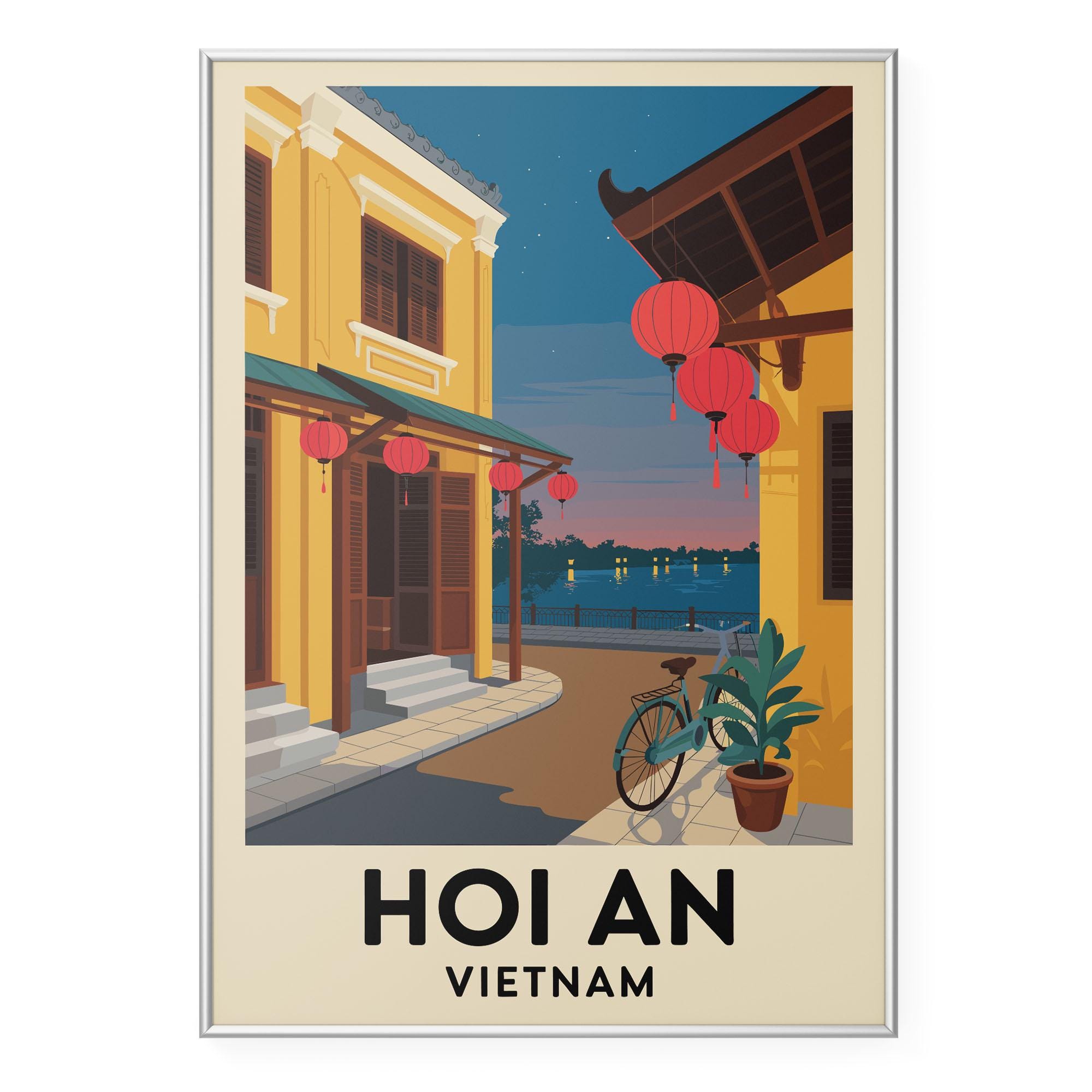 Hoi an Vietnam Travel Poster Print, Lantern Street Wall Art