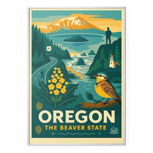 Oregon Photo Print, Oregon Skyline Poster Print, Oregon Wall Art | Modern | Office | Home Decor