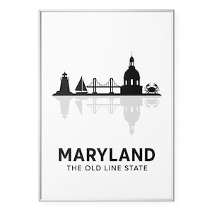 Maryland State Skyline Photo Print, Maryland Lighthouse Poster Print, Old Line State Wall Art | Modern | Office | Home Decor