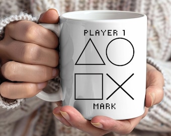 Personalized Player 1 Gamer Mug, Gaming Gift Ideas, Personalized Mug, Gamer Gift Mug, Custom Retro Mug, Custom Gamer Mug