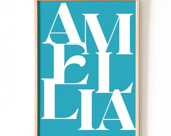 Custom Name Wall Art, Personalized Typography Poster, Kids Room Decor, Modern Minimalist Print, Bold Name Art, Wall Decor