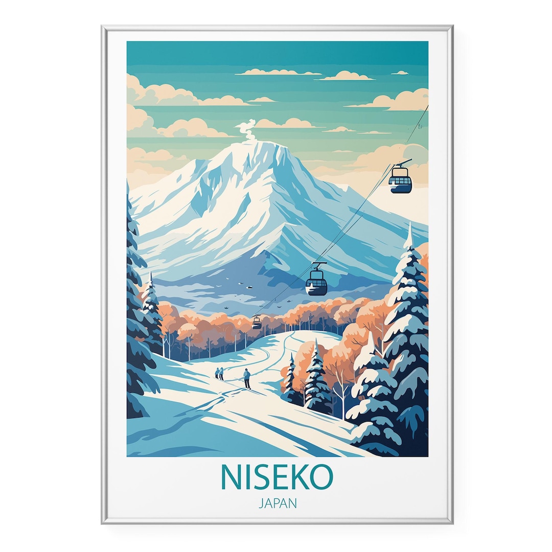 Niseko Japan Travel Poster | Vintage Ski Resort Wall Art | Retro