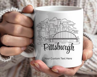 Custom Pittsburgh Skyline Mug, Unique Gift, Customizable Skyline Coffee Cup, Travel Mug, Perfect Gift, Souvenir Gift for Travelers