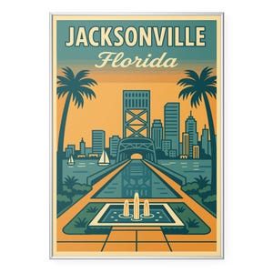 Jacksonville Photo Print, Downtown Skyline Poster Print, Bridge Scene Wall Art | Modern | Office | Home Decor