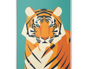Abstract Tiger Wall Art Print, Modern Geometric Big Cat Poster, Bold Safari Animal Artwork, Minimalist Wildlife Home Décor for Tiger Lovers