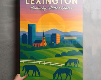 Lexington Kentucky Photo, Glossy Aluminium Metal Photo Panel Home Office Decor Wall Art
