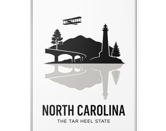 North Carolina Tar Heel State Photo Print, Silhouette Poster Print, Mountains Wall Art | Modern | Office | Home Decor