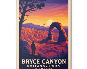 Bryce Canyon National Park Photo Print,  Utah Hoodoos Sunset Poster Print, Nature Lovers Wall Art | Modern | Office | Home Decor