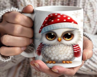 Taza de búho navideño, regalos de Navidad, taza de café navideña