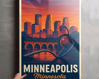 Minneapolis Minnesota Photo, Glossy Aluminium Metal Photo Panel Home Office Decor Wall Art
